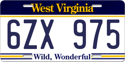 WV license plate 6ZX975