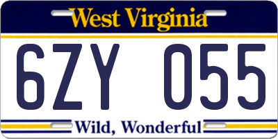 WV license plate 6ZY055
