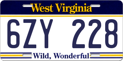 WV license plate 6ZY228