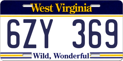 WV license plate 6ZY369