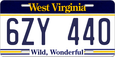 WV license plate 6ZY440