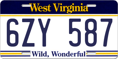 WV license plate 6ZY587
