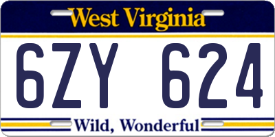 WV license plate 6ZY624
