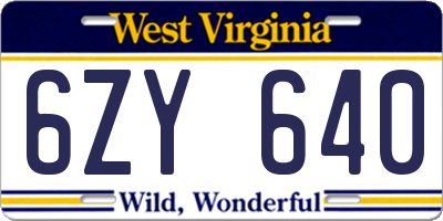 WV license plate 6ZY640