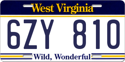 WV license plate 6ZY810