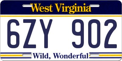WV license plate 6ZY902