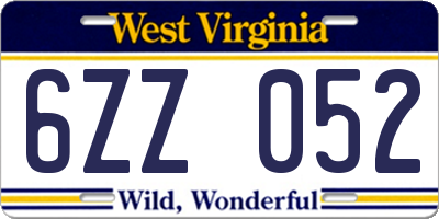WV license plate 6ZZ052
