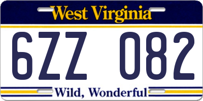 WV license plate 6ZZ082