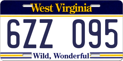 WV license plate 6ZZ095