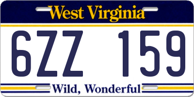 WV license plate 6ZZ159