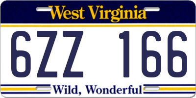 WV license plate 6ZZ166