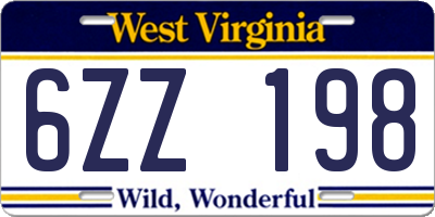 WV license plate 6ZZ198