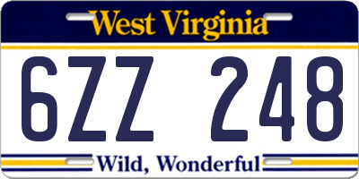 WV license plate 6ZZ248