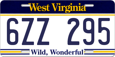 WV license plate 6ZZ295