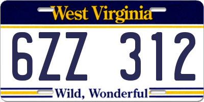 WV license plate 6ZZ312