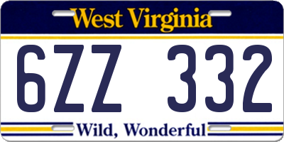 WV license plate 6ZZ332