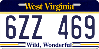 WV license plate 6ZZ469