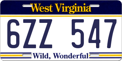 WV license plate 6ZZ547