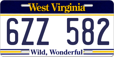 WV license plate 6ZZ582