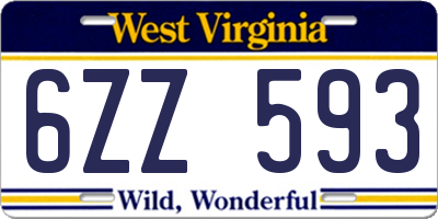 WV license plate 6ZZ593