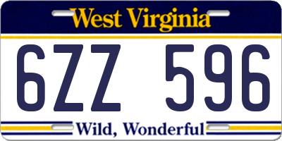 WV license plate 6ZZ596