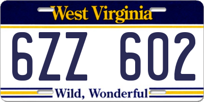 WV license plate 6ZZ602