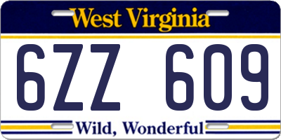 WV license plate 6ZZ609
