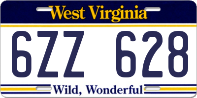WV license plate 6ZZ628