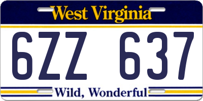 WV license plate 6ZZ637
