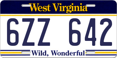 WV license plate 6ZZ642