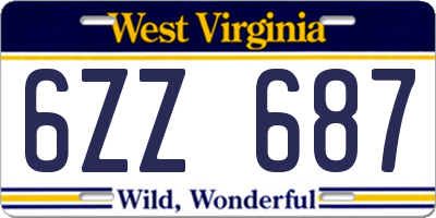 WV license plate 6ZZ687