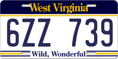 WV license plate 6ZZ739