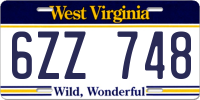 WV license plate 6ZZ748