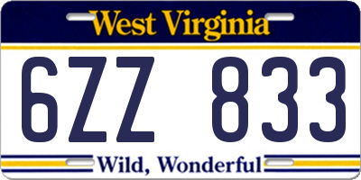 WV license plate 6ZZ833