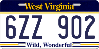WV license plate 6ZZ902