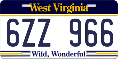 WV license plate 6ZZ966