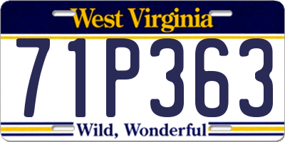 WV license plate 71P363