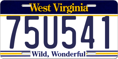 WV license plate 75U541