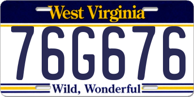 WV license plate 76G676