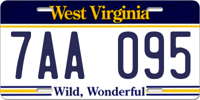 WV license plate 7AA095