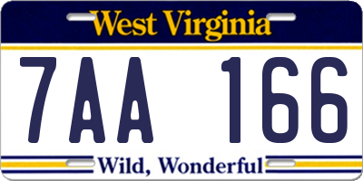 WV license plate 7AA166