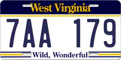 WV license plate 7AA179