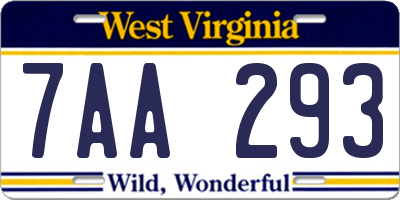 WV license plate 7AA293