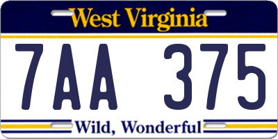 WV license plate 7AA375