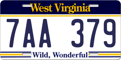 WV license plate 7AA379