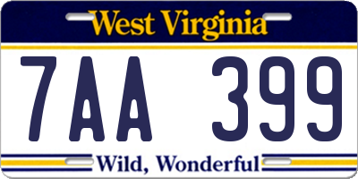 WV license plate 7AA399
