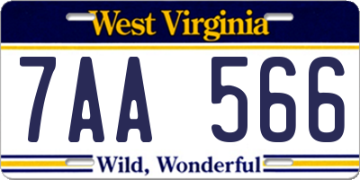 WV license plate 7AA566