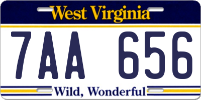WV license plate 7AA656
