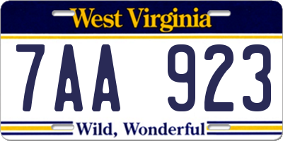 WV license plate 7AA923
