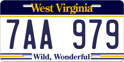 WV license plate 7AA979